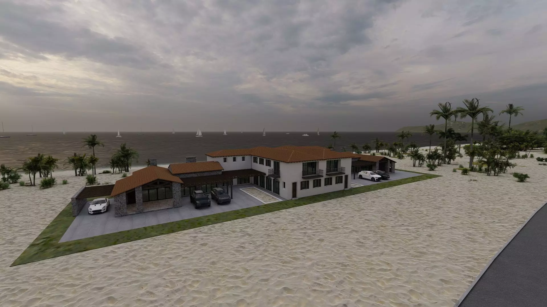 Casa Scene- Beach villa-modern house 3D model_4