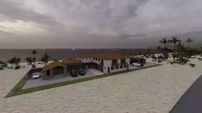 Casa Scene- Beach villa-modern house 3D model 5