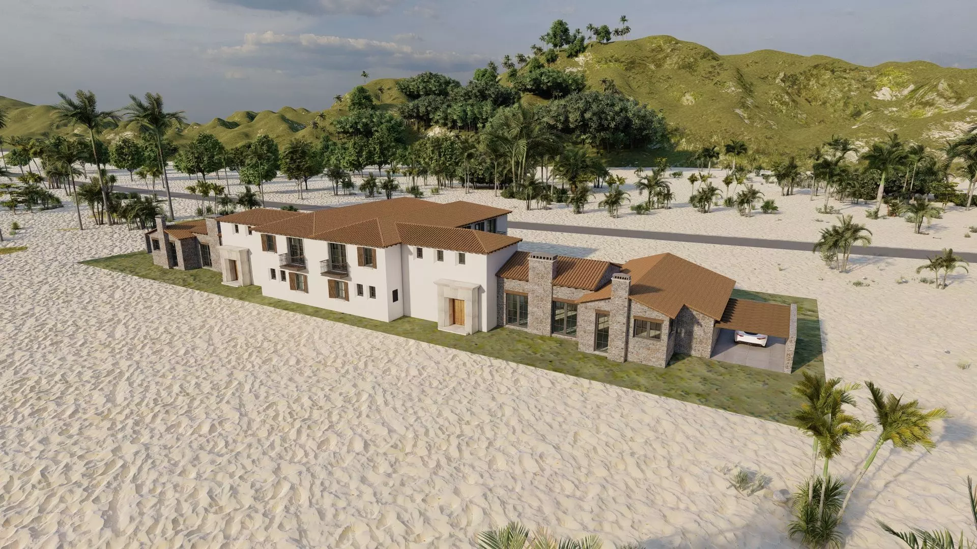 Casa Scene- Beach villa-modern house 3D model_2