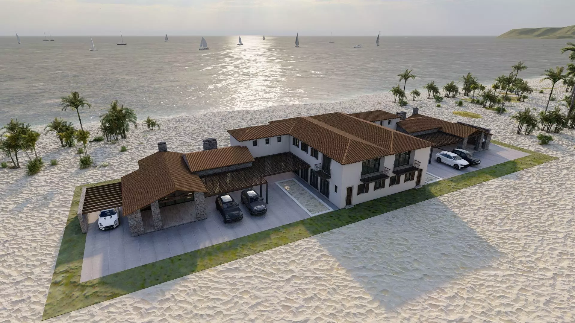 Casa Scene- Beach villa-modern house 3D model_0