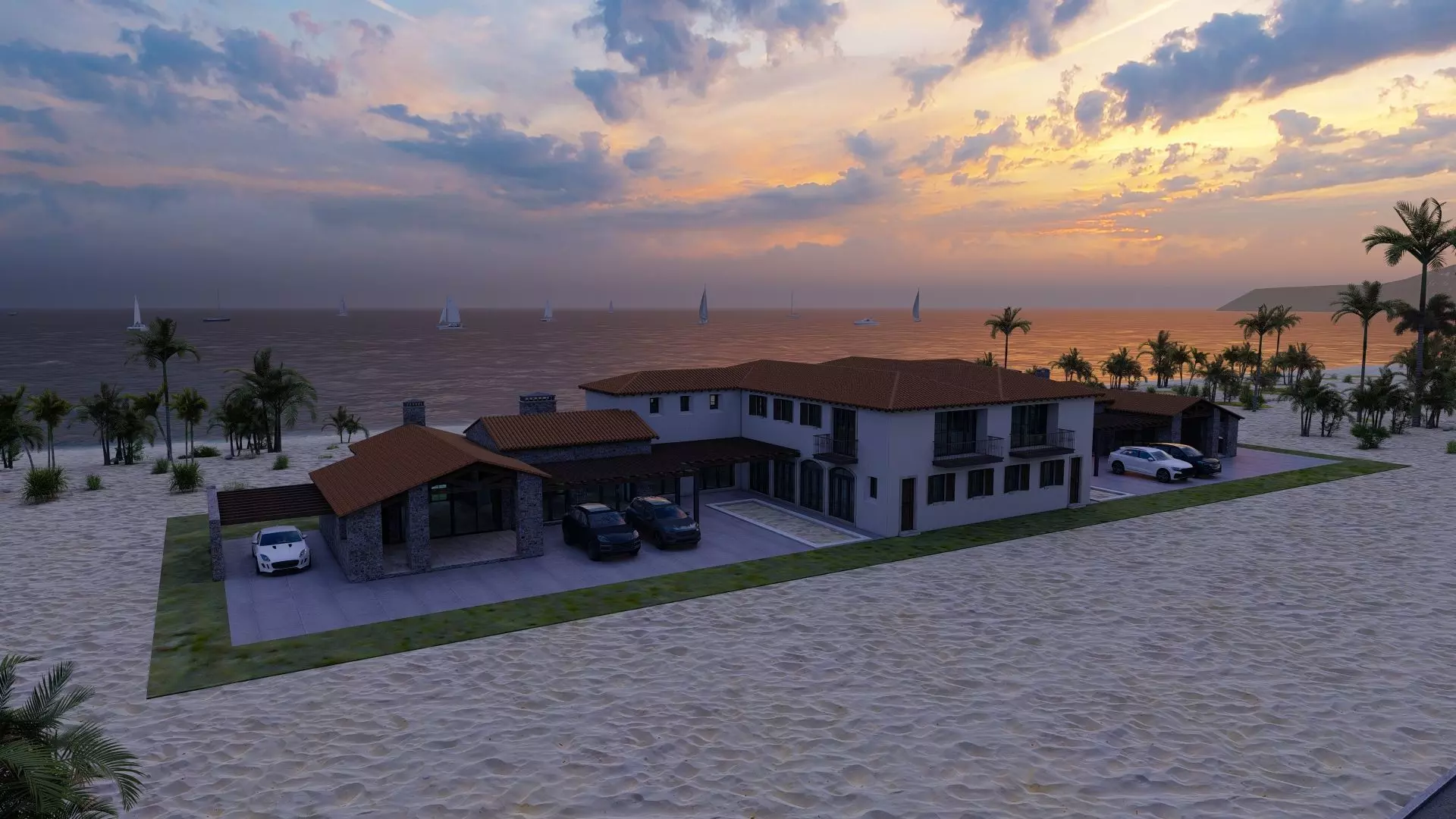 Casa Scene- Beach villa-modern house 3D model_5