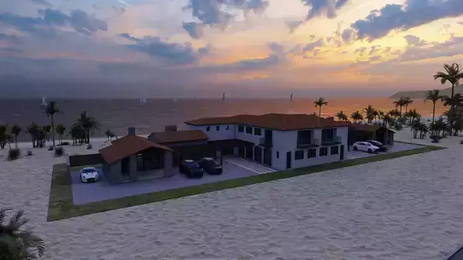Casa Scene- Beach villa-modern house 3D model 6