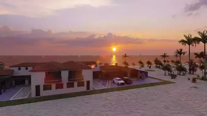 Casa Scene- Beach villa-modern house 3D model 7