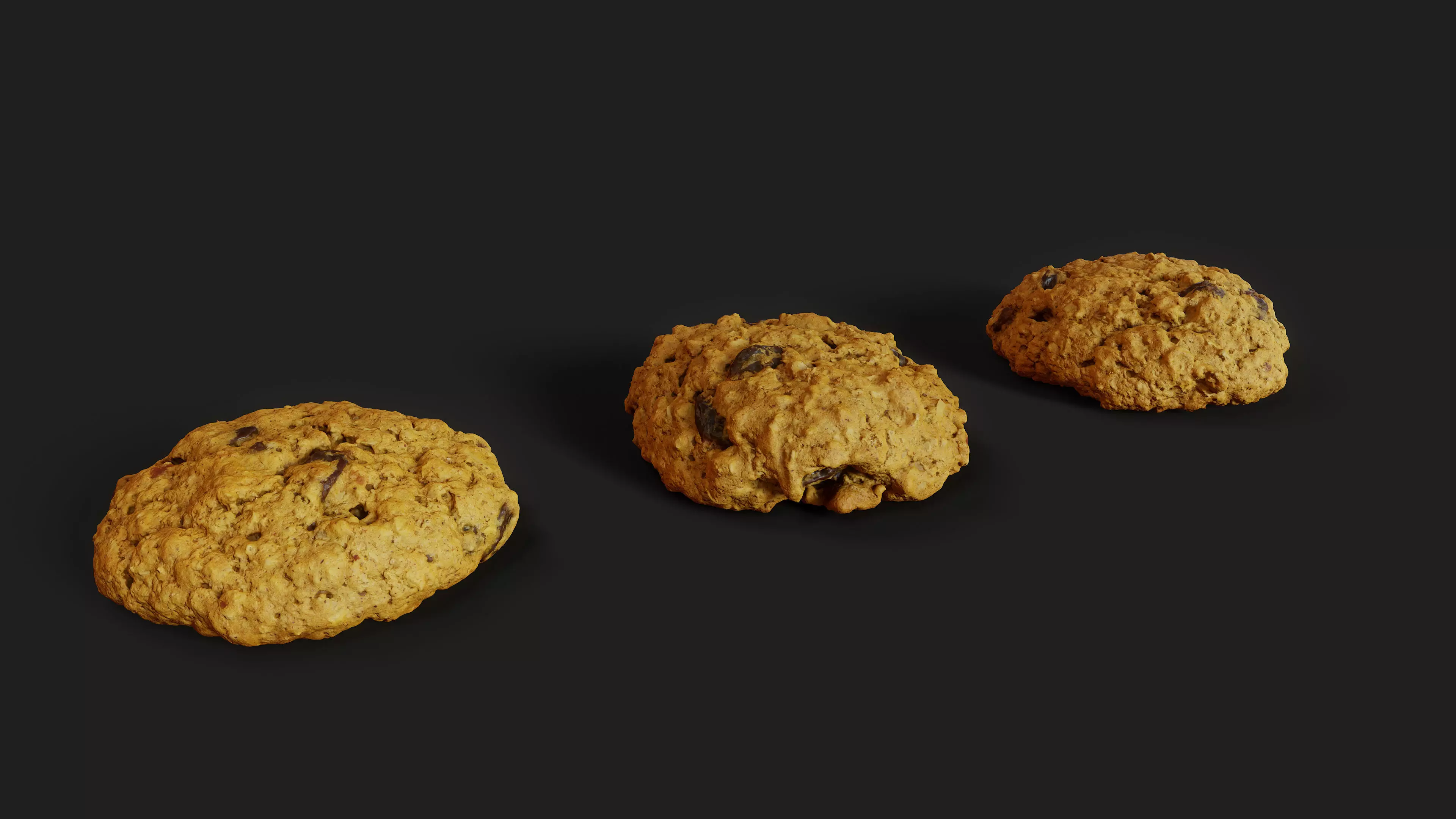 Oatmeal Raisin Cookies 01 Low-poly 3D model