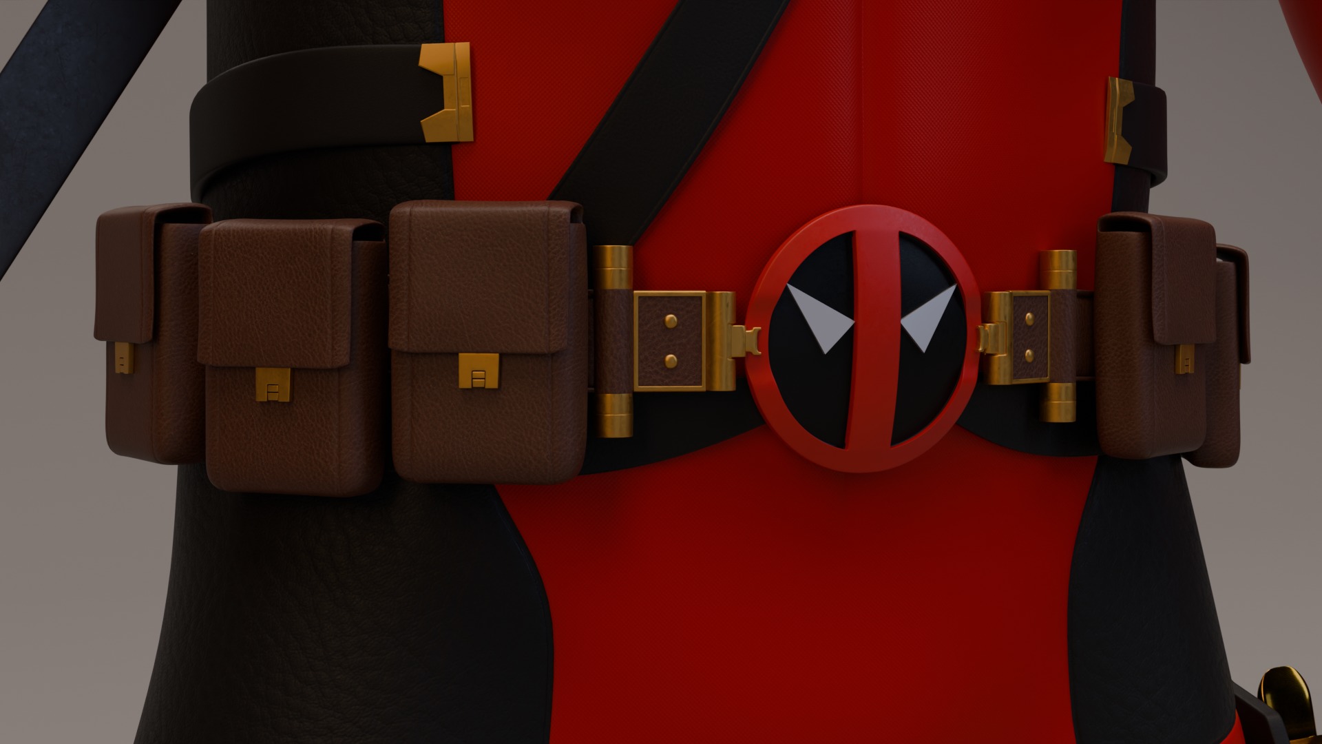 Deadpool with Gold Desert Eagles 3D model_2