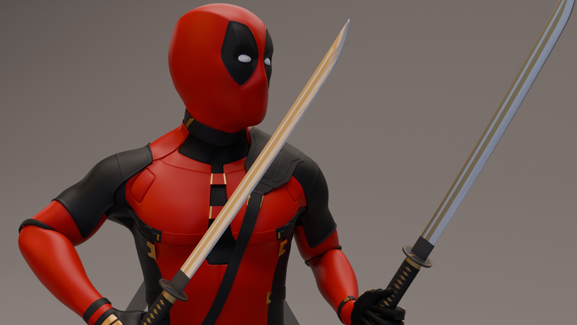 Deadpool with Gold Desert Eagles 3D model_5