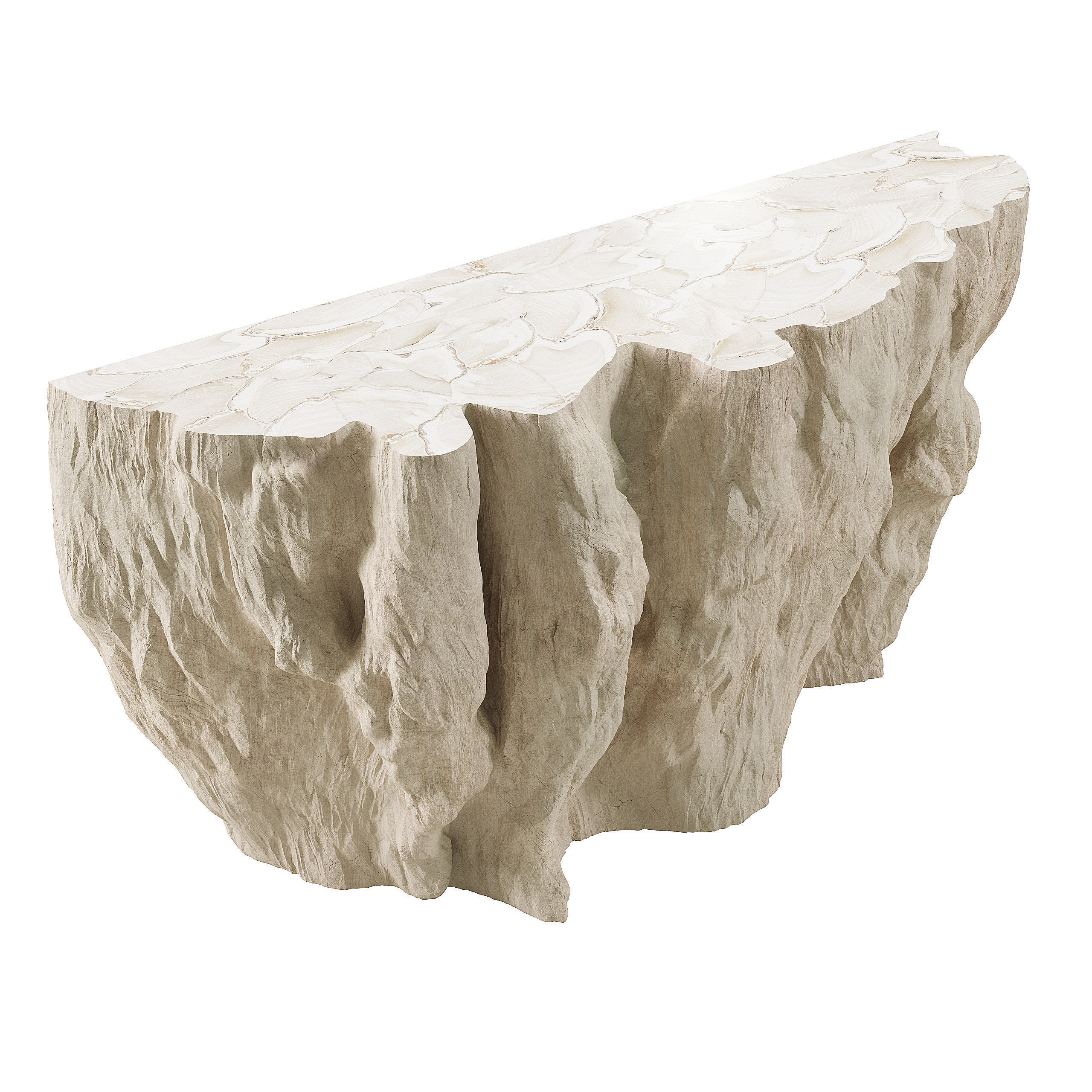 Palecek Camilla Fossilized Clam Console 3D model_2