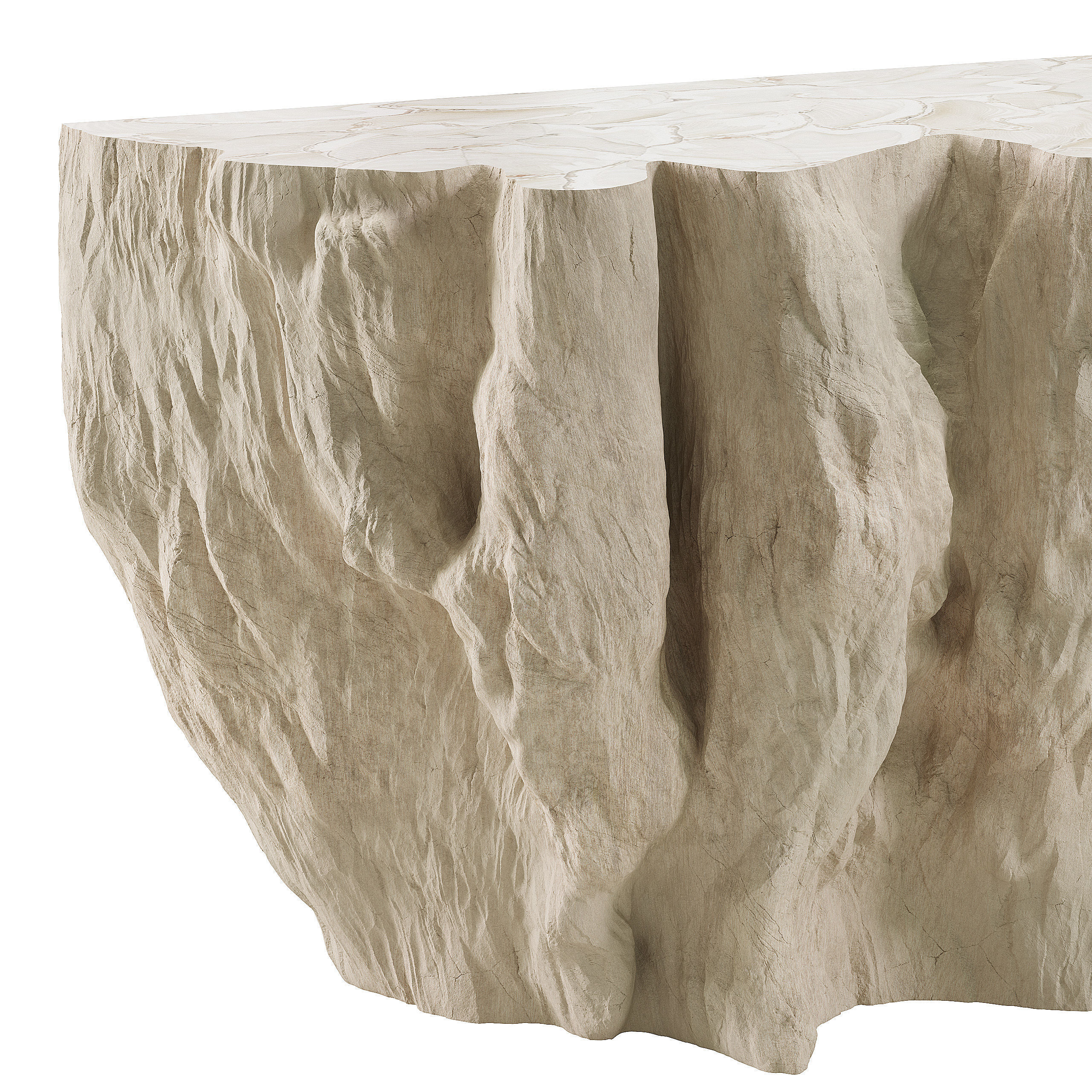 Palecek Camilla Fossilized Clam Console 3D model_4