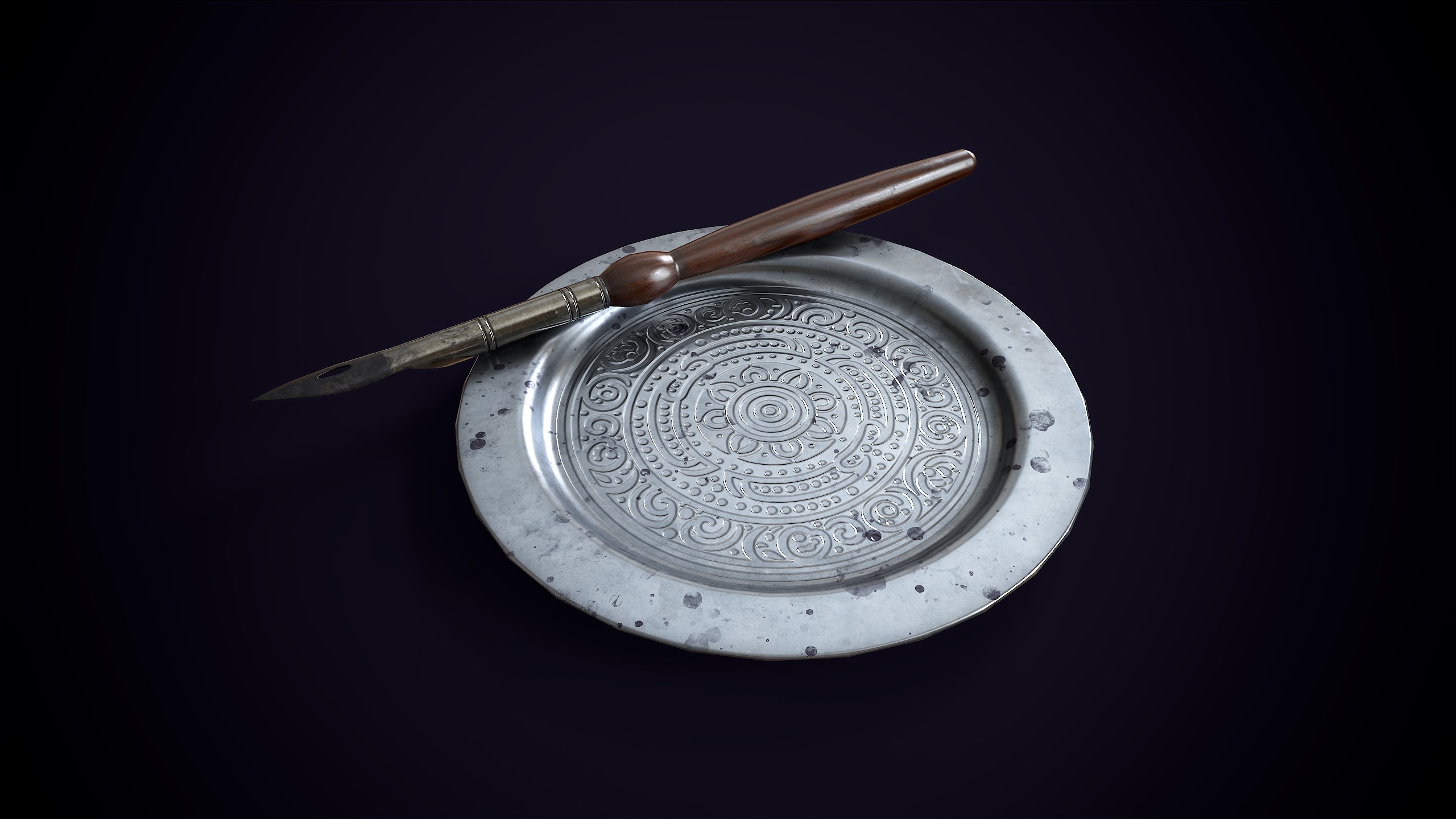 Vintage ink bottle Low-poly 3D model_7