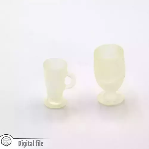 miniature dollhouse set of 2 glasses Ikea inspired 