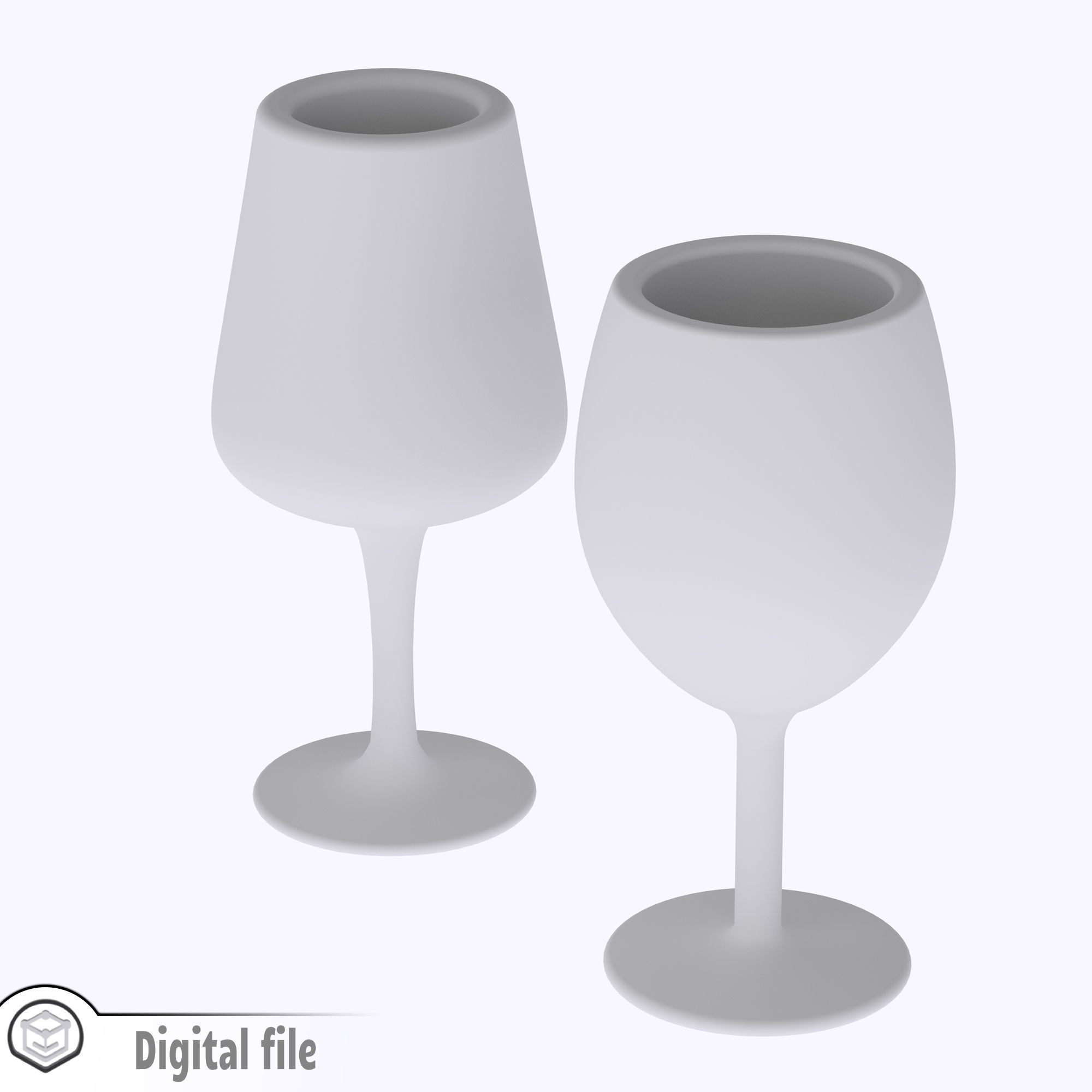 miniature dollhouse set of 2 wine glasses  3D print model_4