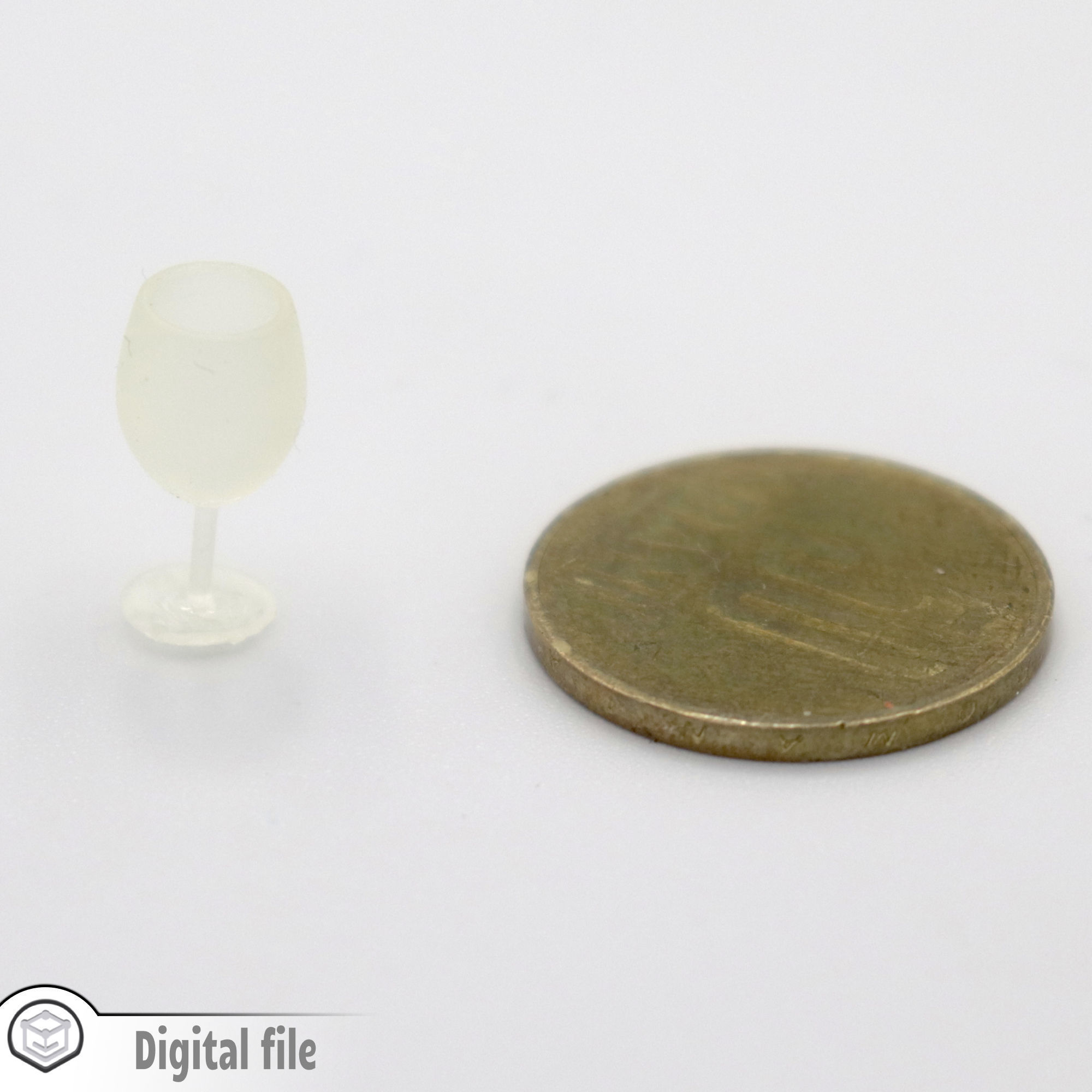 miniature dollhouse set of 2 wine glasses  3D print model_1