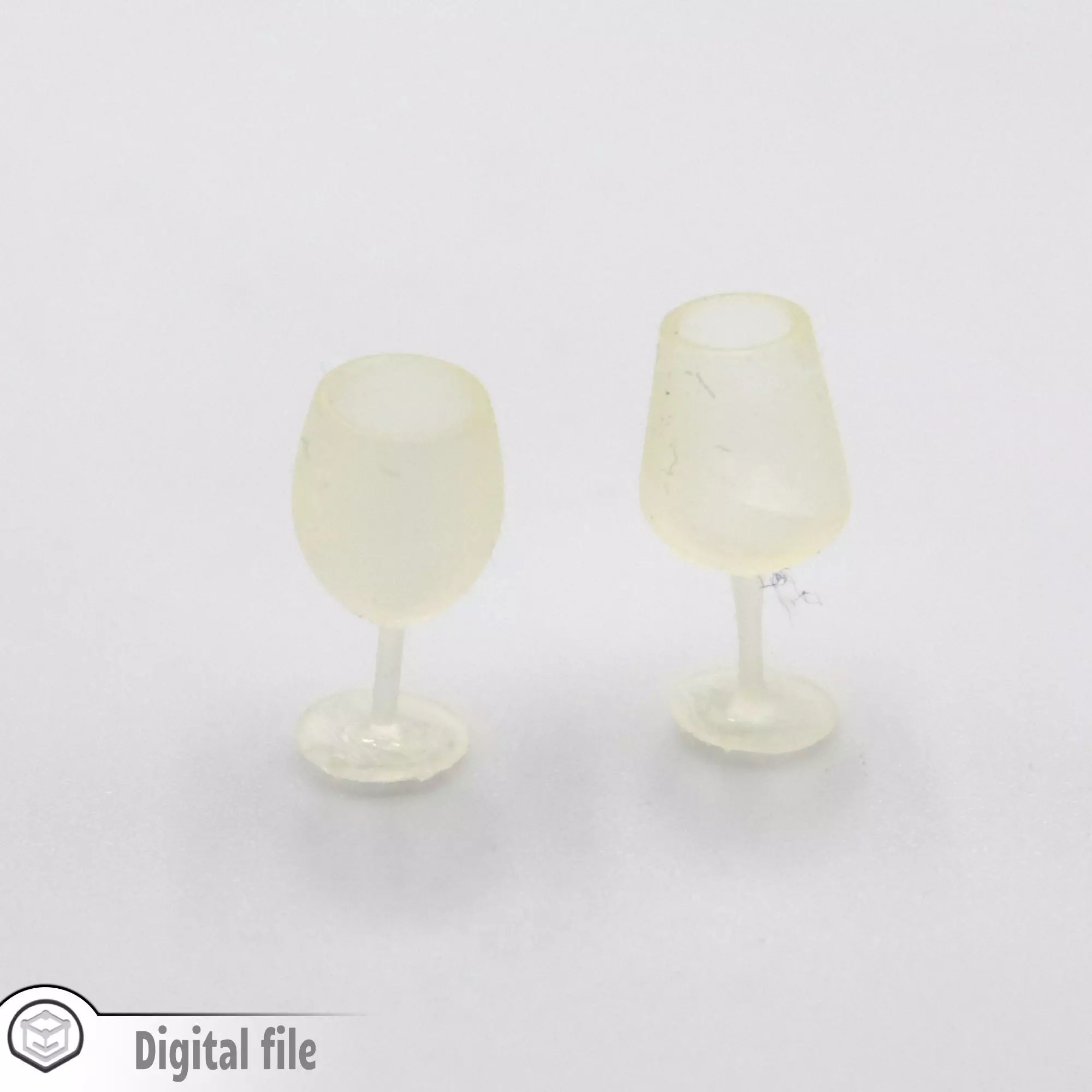 miniature dollhouse set of 2 wine glasses  3D print model_0