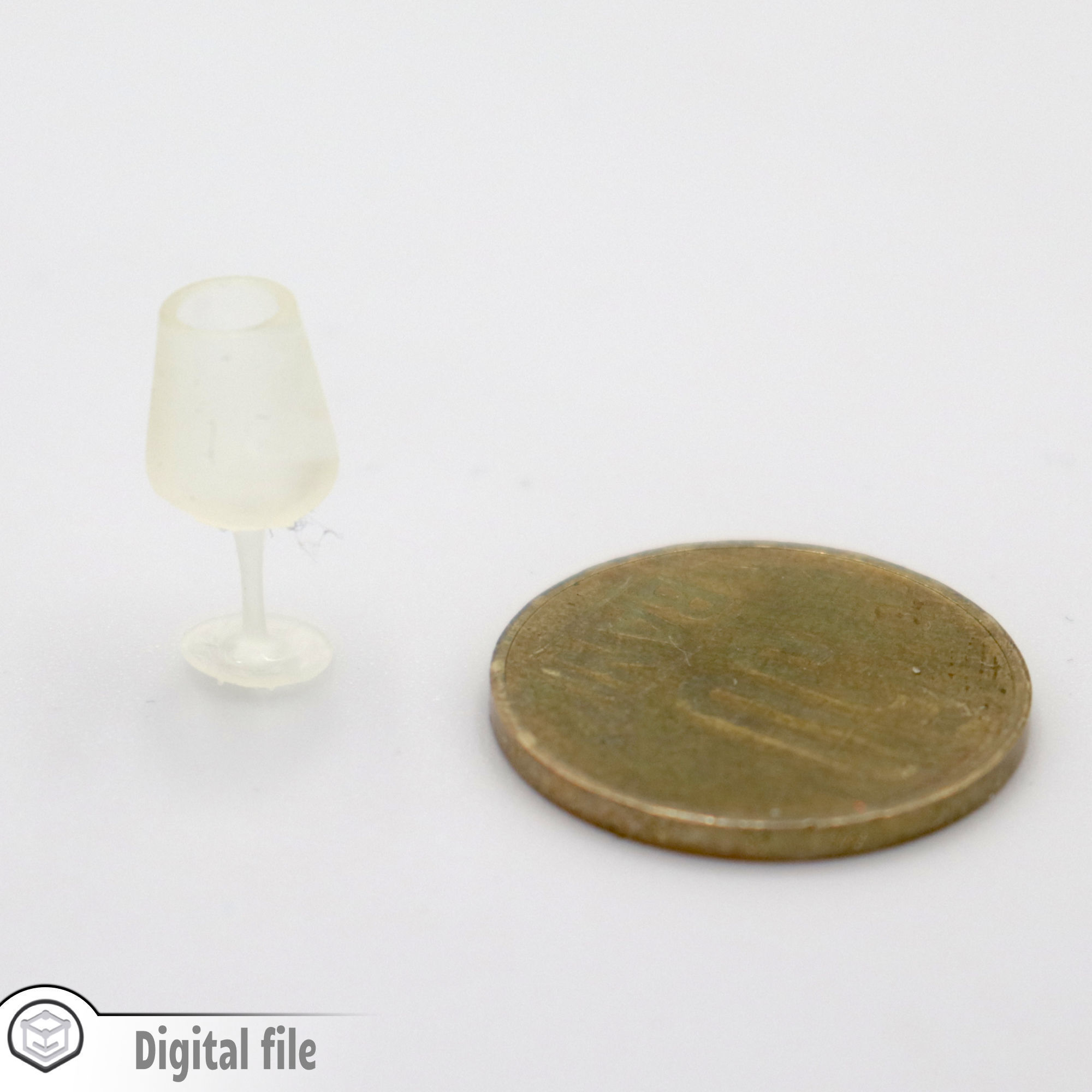 miniature dollhouse set of 2 wine glasses  3D print model_2