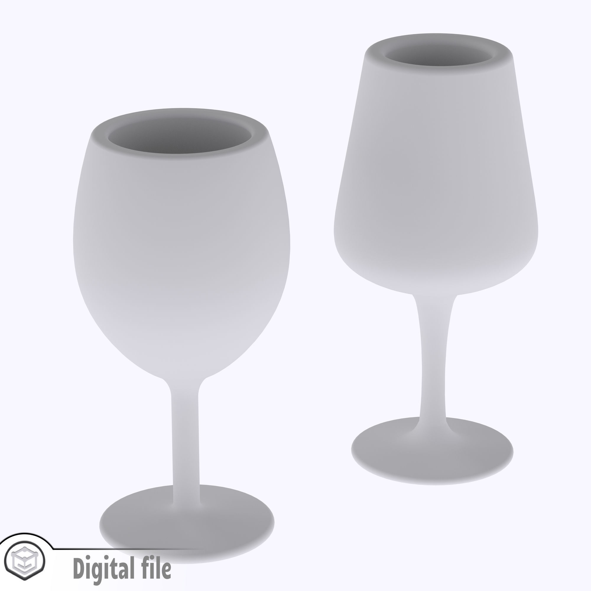 miniature dollhouse set of 2 wine glasses  3D print model_3
