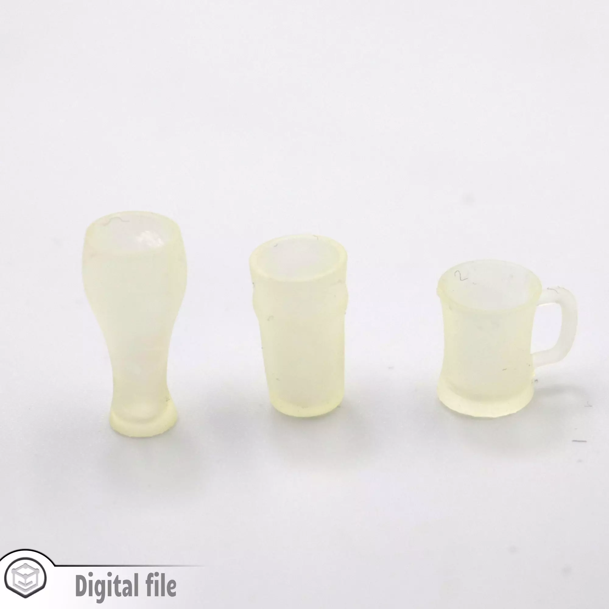 miniature dollhouse set of 3 beer glasses  3D print model_0