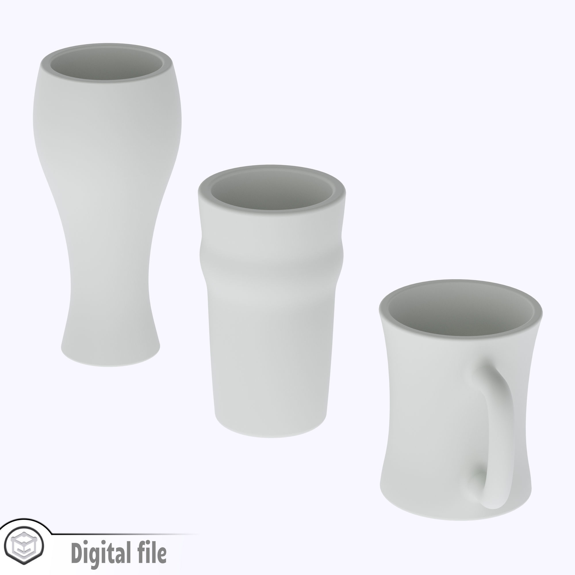 miniature dollhouse set of 3 beer glasses  3D print model_5