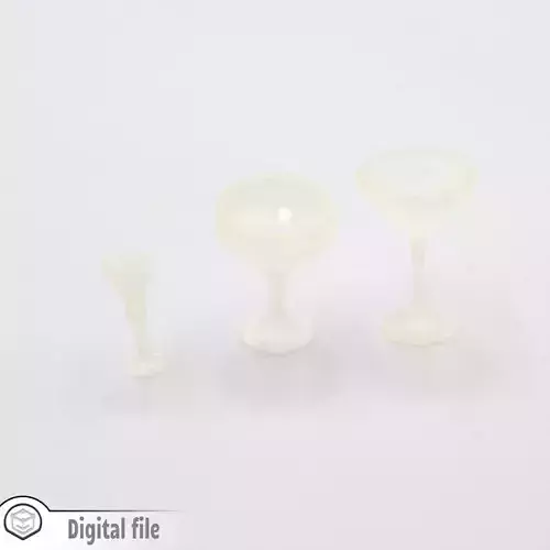 miniature dollhouse set of 3 party glasses  3D print model