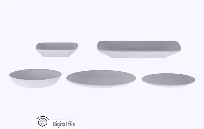 miniature dollhouse Set of 5 plates 