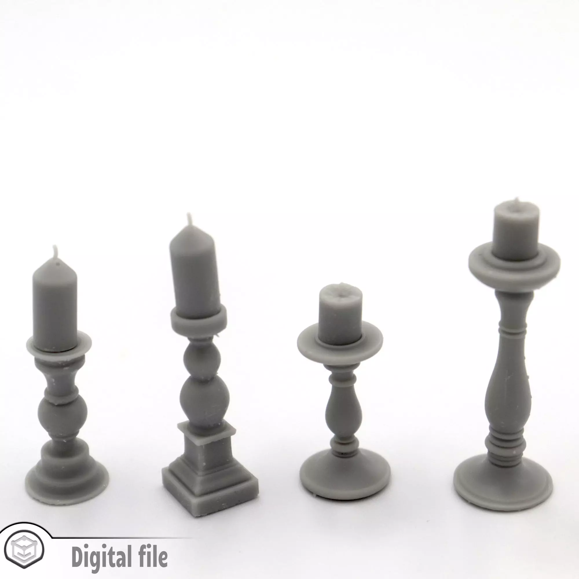 miniature Set 3 assorted candle holders  3D print model_0