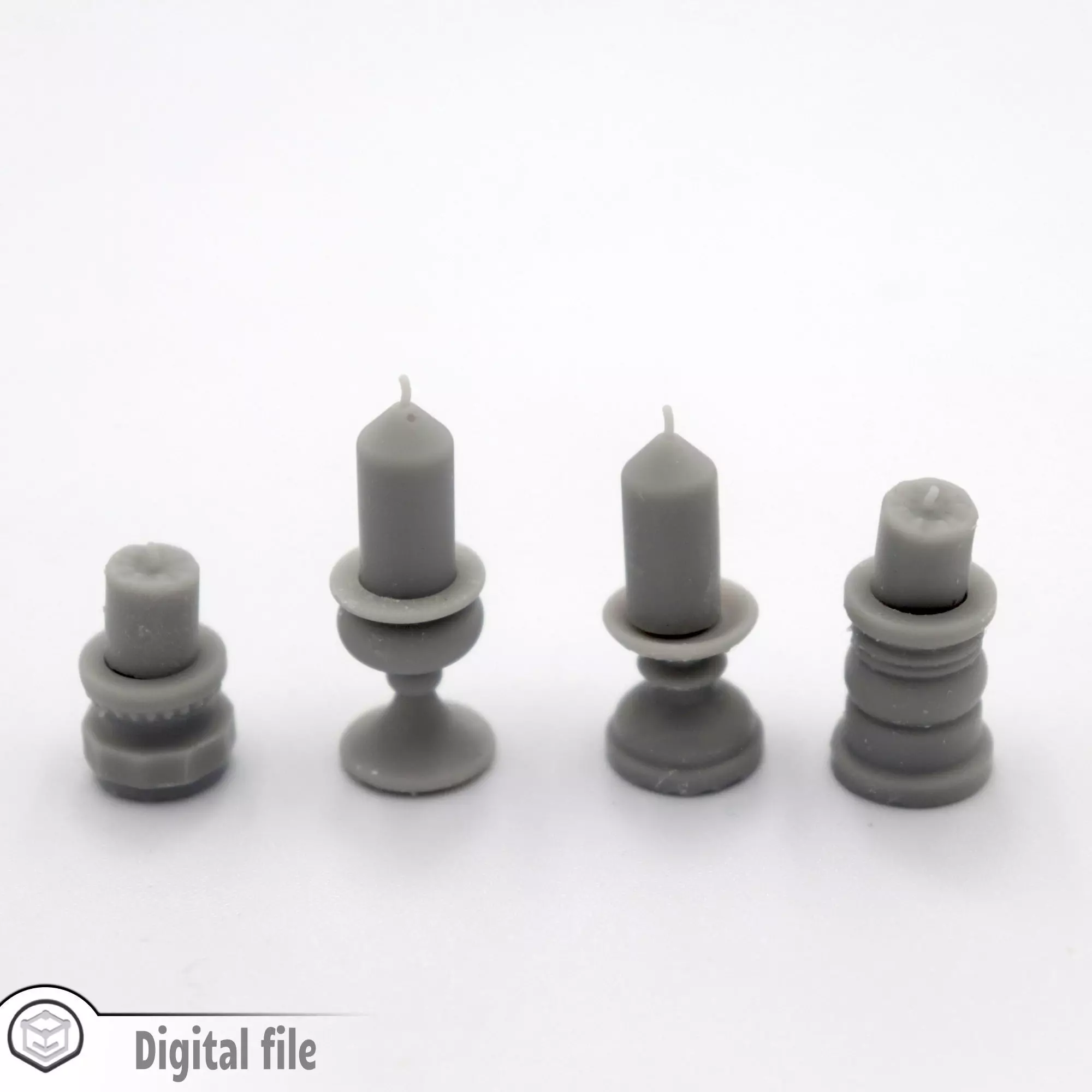miniature Set 4 small assorted candle holders collection 2  3D print model_0