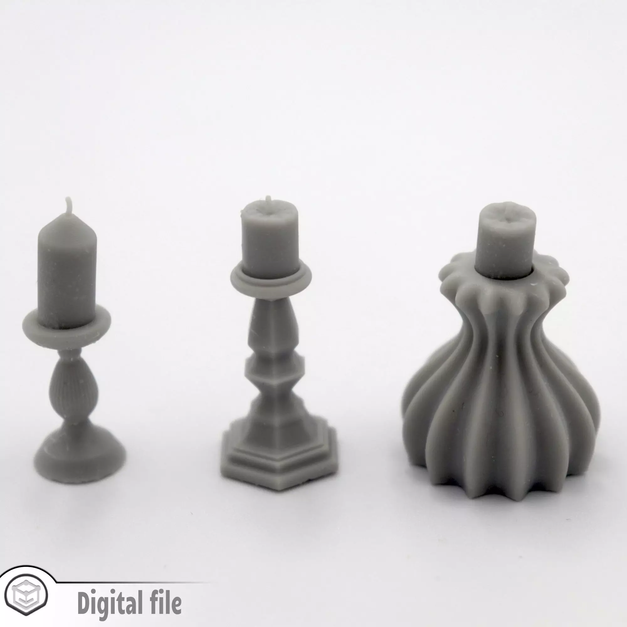 miniature Set 3 small assorted candle holders collection 3  3D print model_0