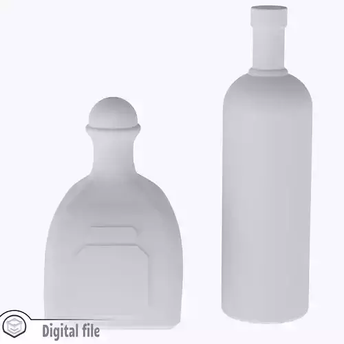 miniature Set of 2 generic alcohol bottles collection 2  3D print model