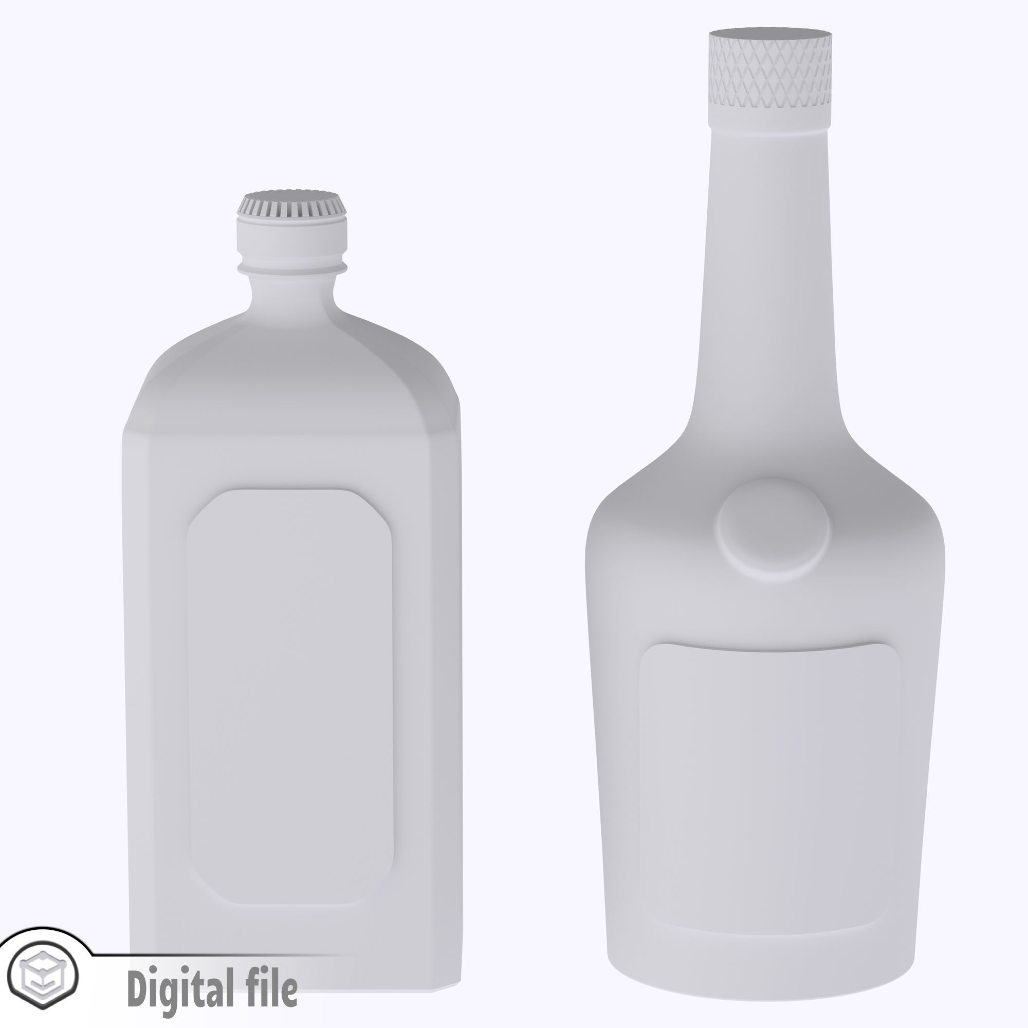 miniature Set of 2 generic alcohol bottles collection 3  3D print model_4