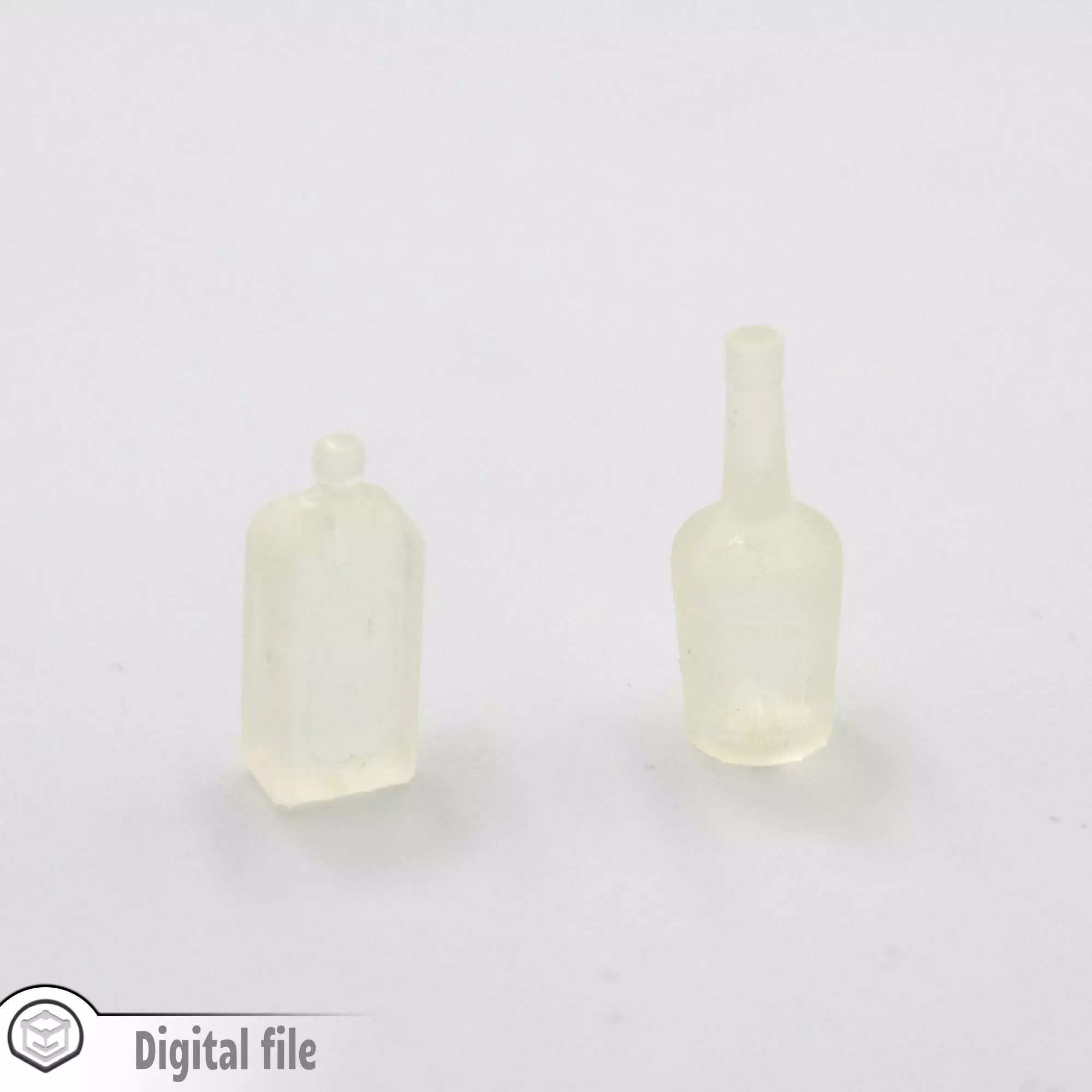 miniature Set of 2 generic alcohol bottles collection 3  3D print model_0