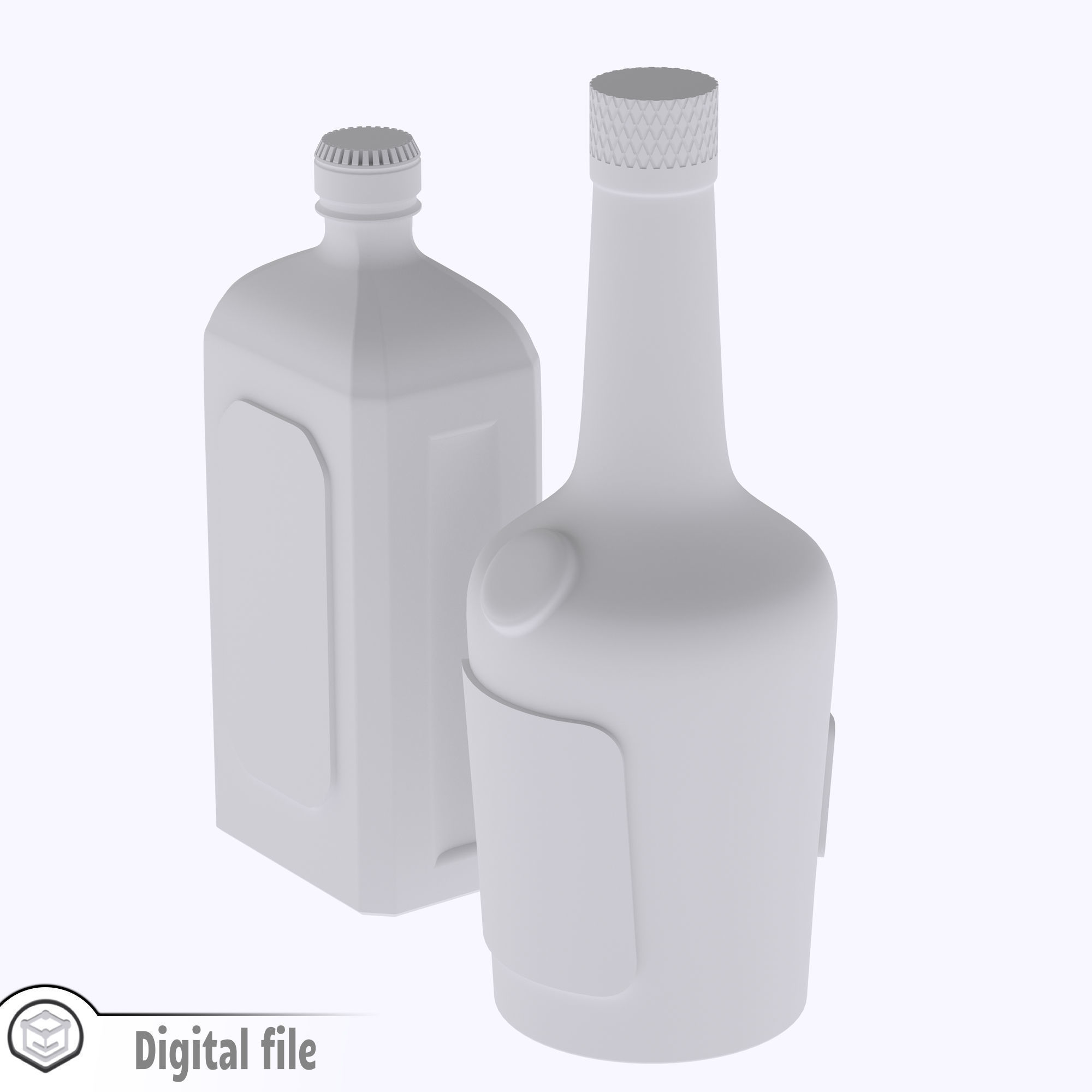 miniature Set of 2 generic alcohol bottles collection 3  3D print model_3