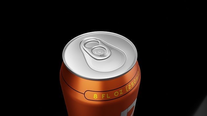 Sleek 250ml Beverage Can Open and Closed Tabs with Droplets Low-poly 3D model 7