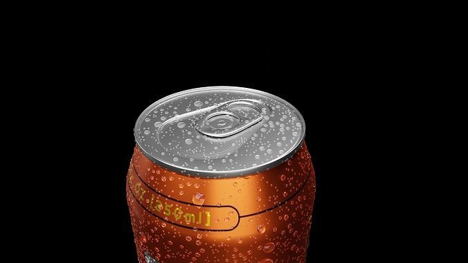 Sleek 250ml Beverage Can Open and Closed Tabs with Droplets Low-poly 3D model 5