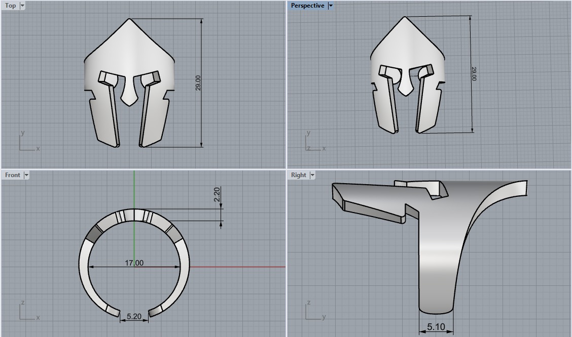 Spartan Helmet ring model 1010 3D print model_3