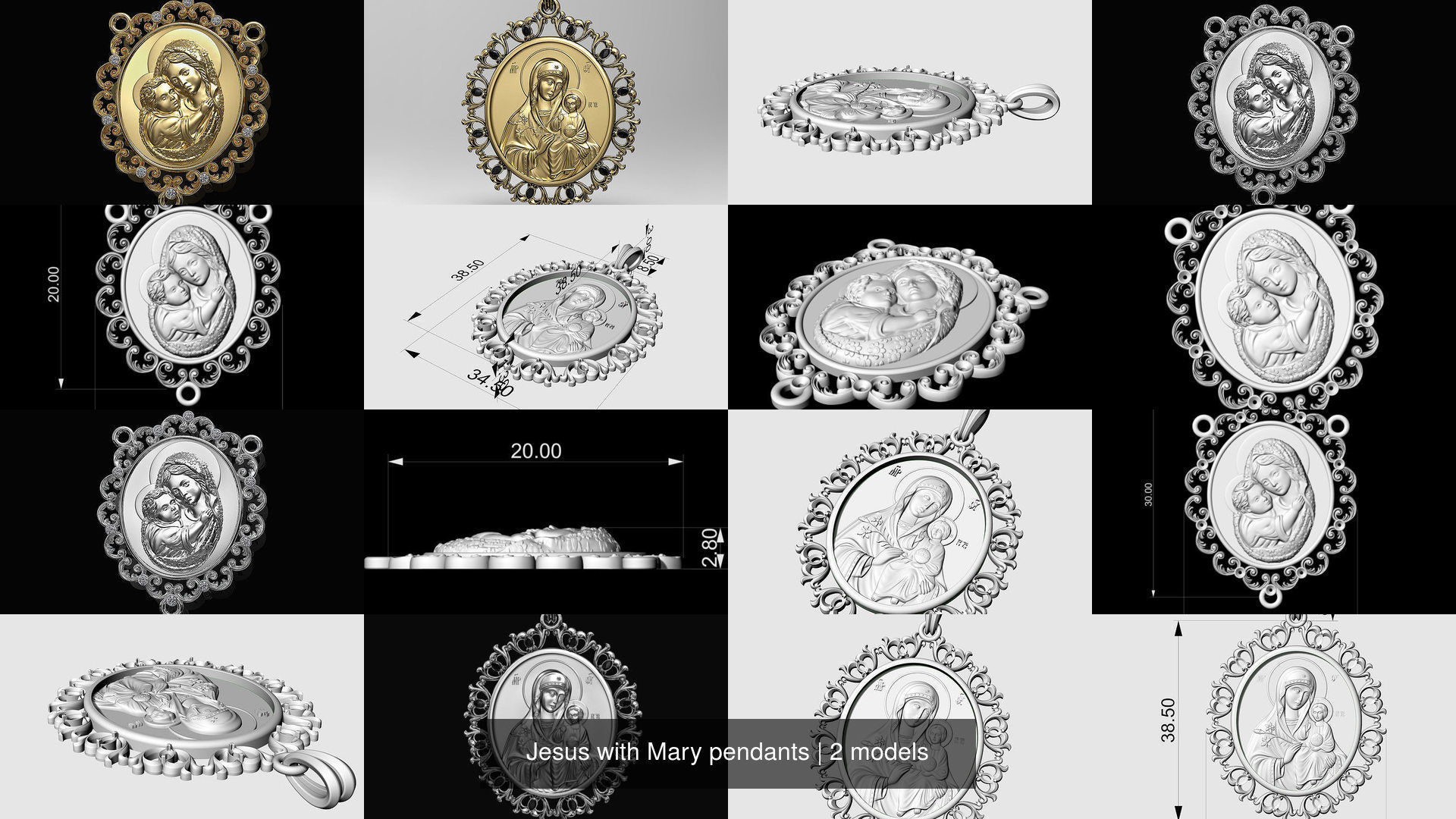 Jesus with Mary - collection of two pendants _3