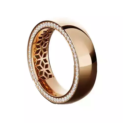 wedding gold ring diamond stones 3d model 