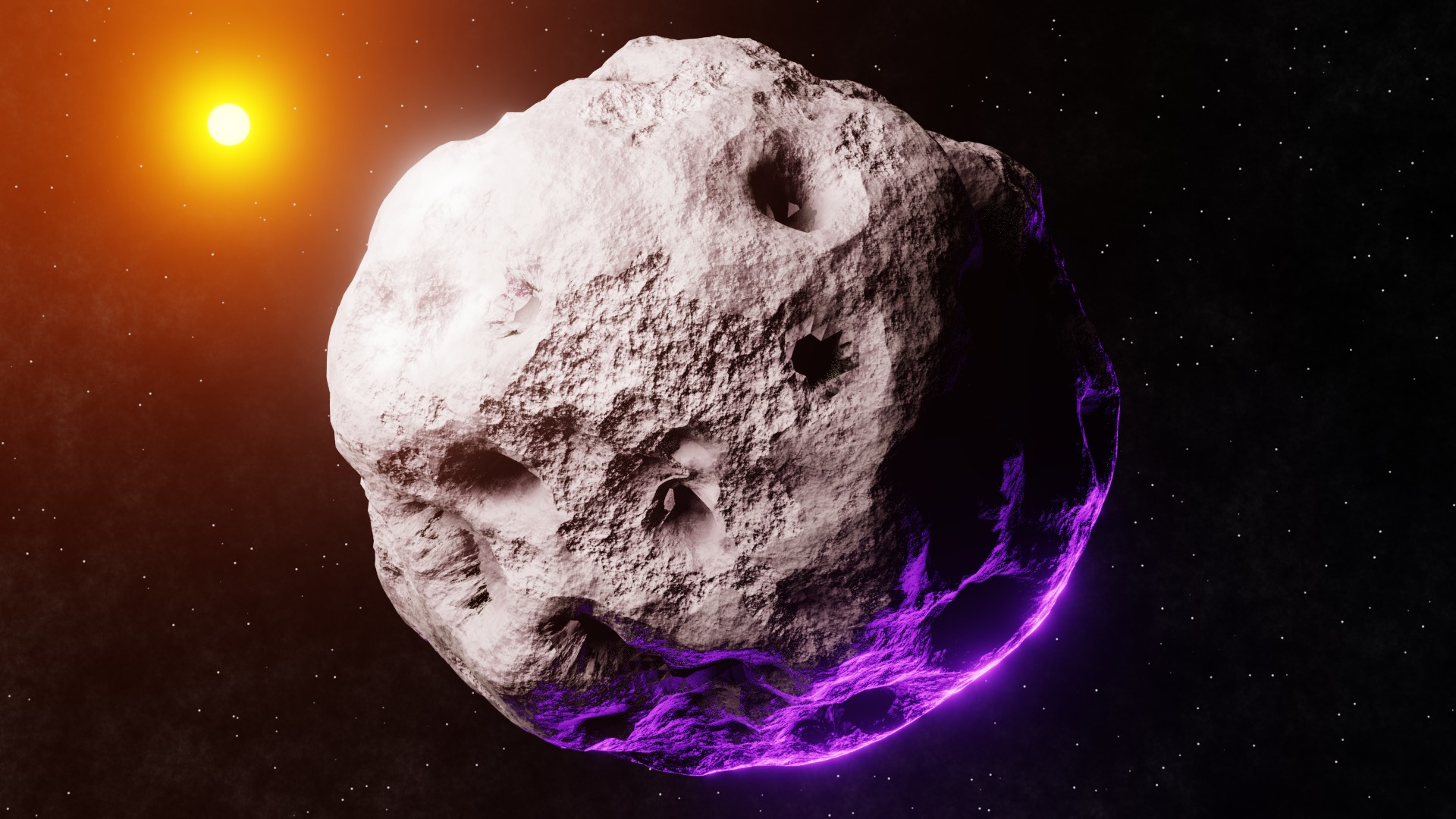Procedural Glowing Space Asteroid - Sci-Fi Rock Model 3D model_2