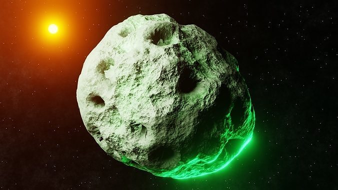 Photorealistic Procedural Glowing Space Asteroid - Sci-Fi Rock 3D model