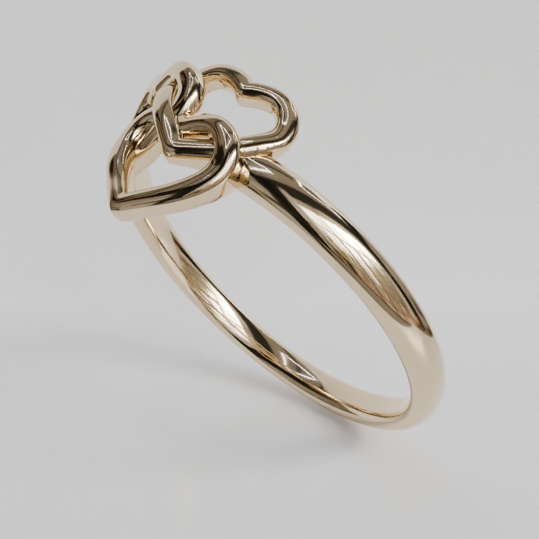 intertwined hearts ring 3D print model_6