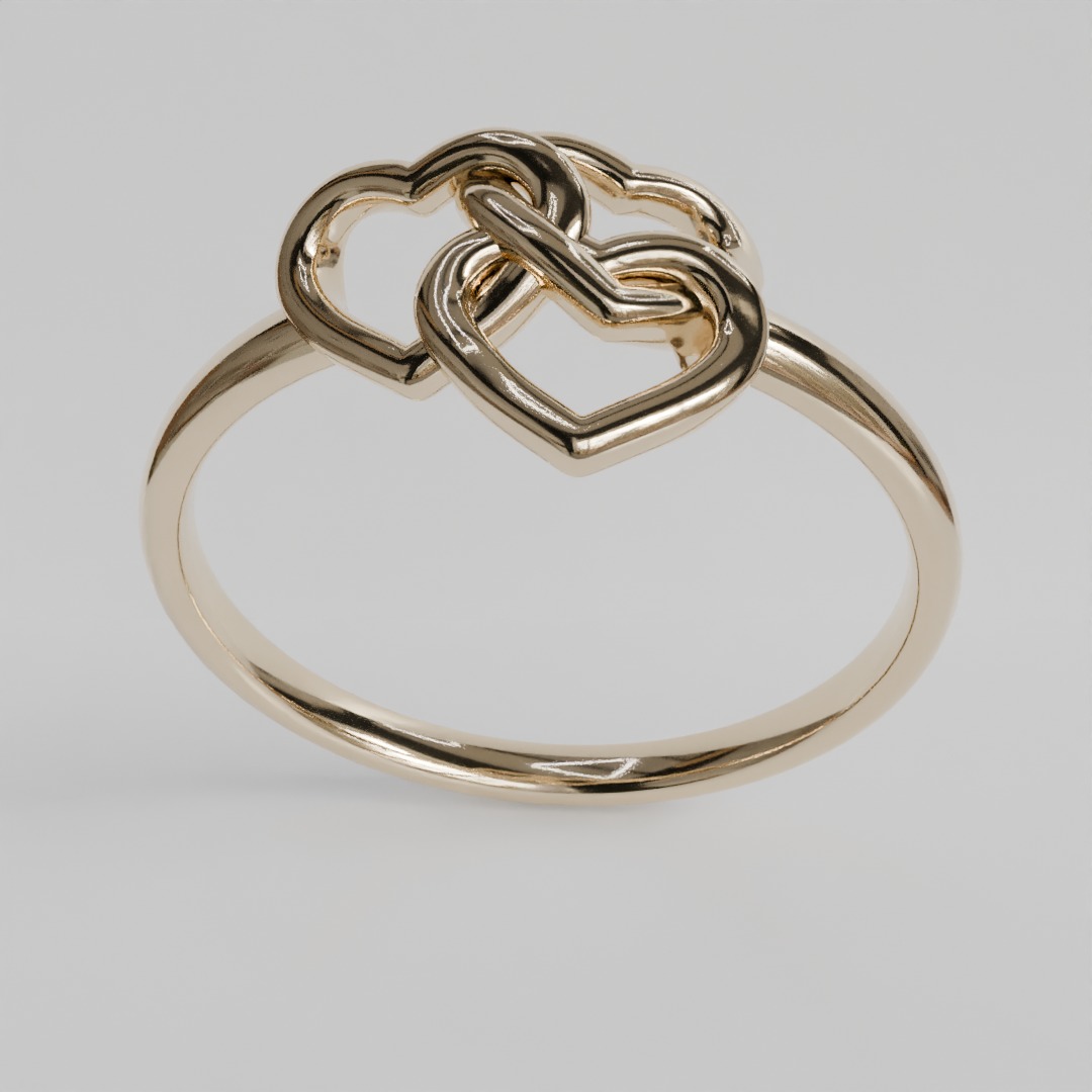 intertwined hearts ring 3D print model_7