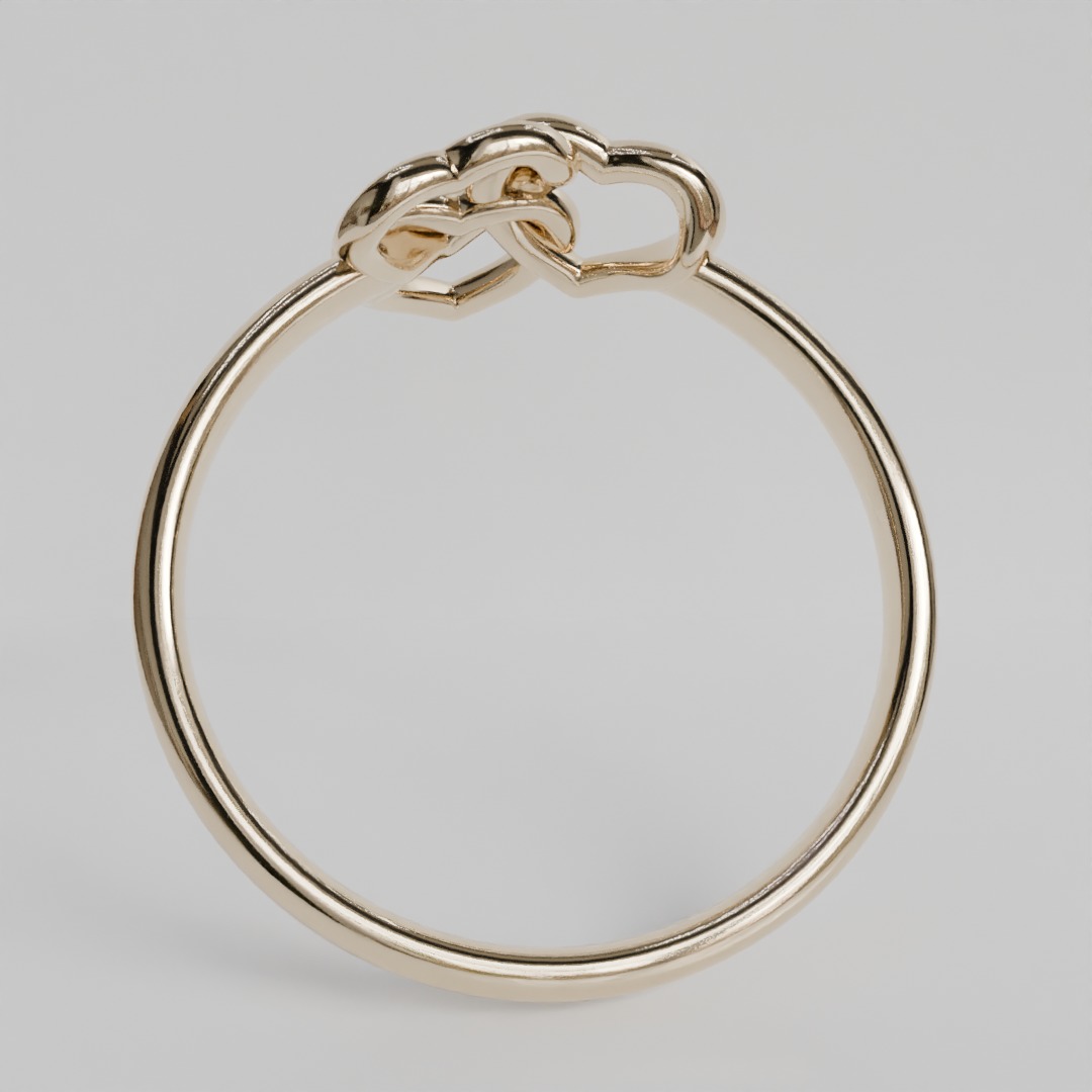 intertwined hearts ring 3D print model_4