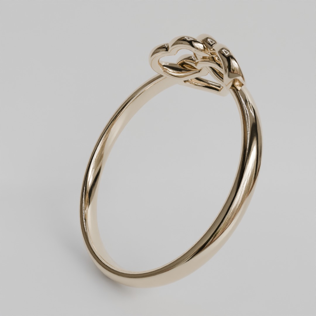 intertwined hearts ring 3D print model_3