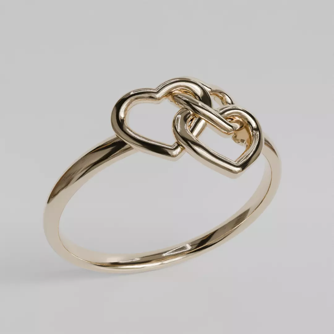 intertwined hearts ring 3D print model_0