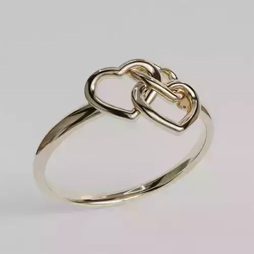 intertwined hearts ring 3D print model