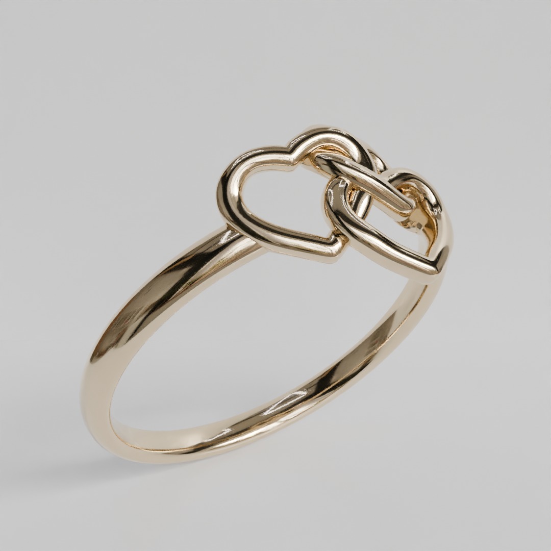 intertwined hearts ring 3D print model_1