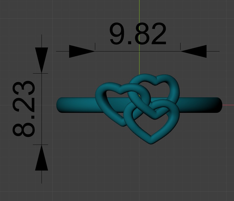 intertwined hearts ring 3D print model_8