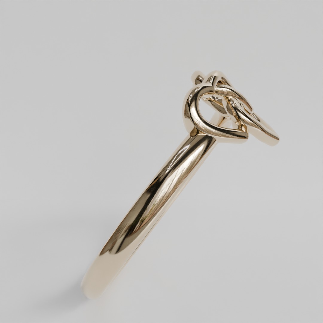 intertwined hearts ring 3D print model_2