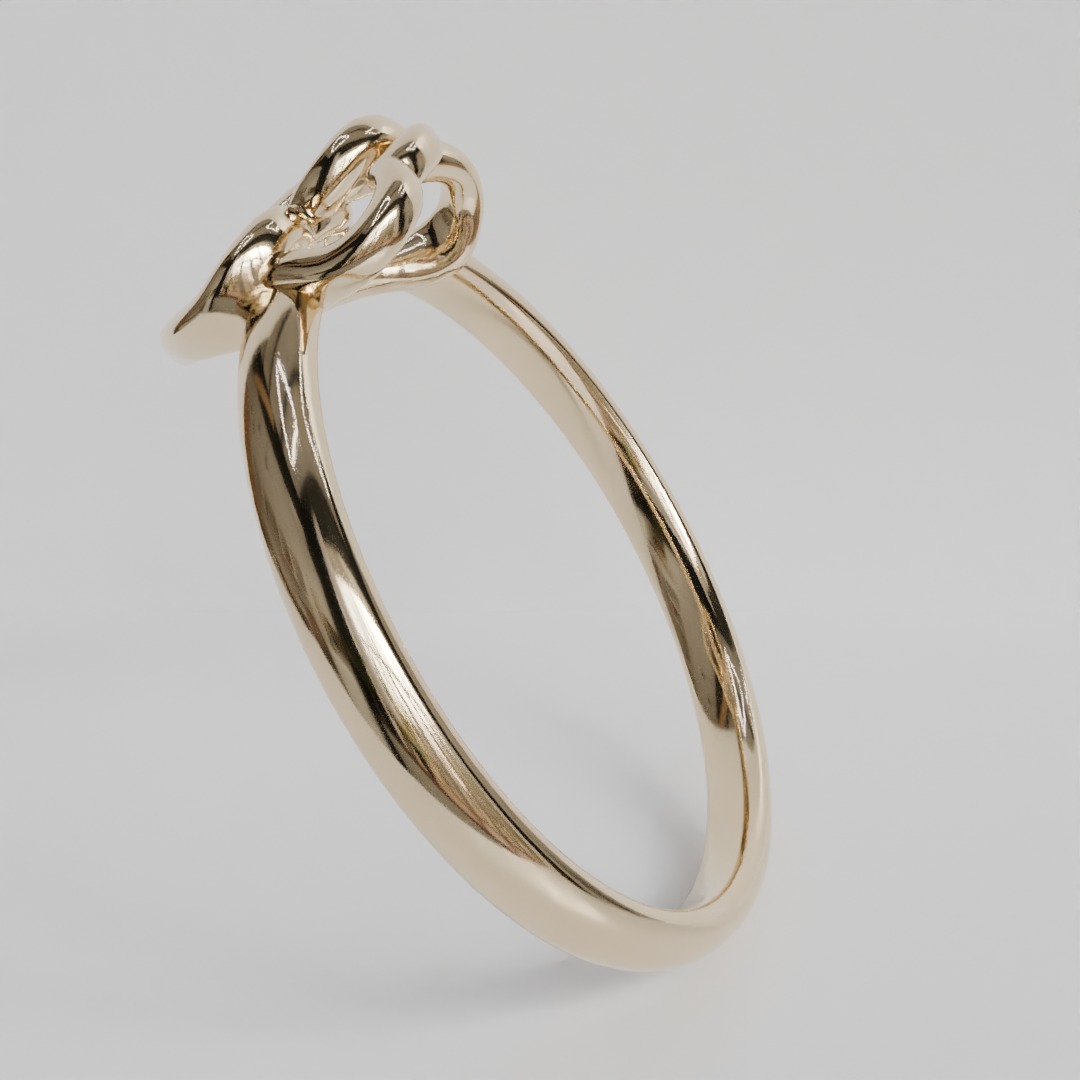 intertwined hearts ring 3D print model_5