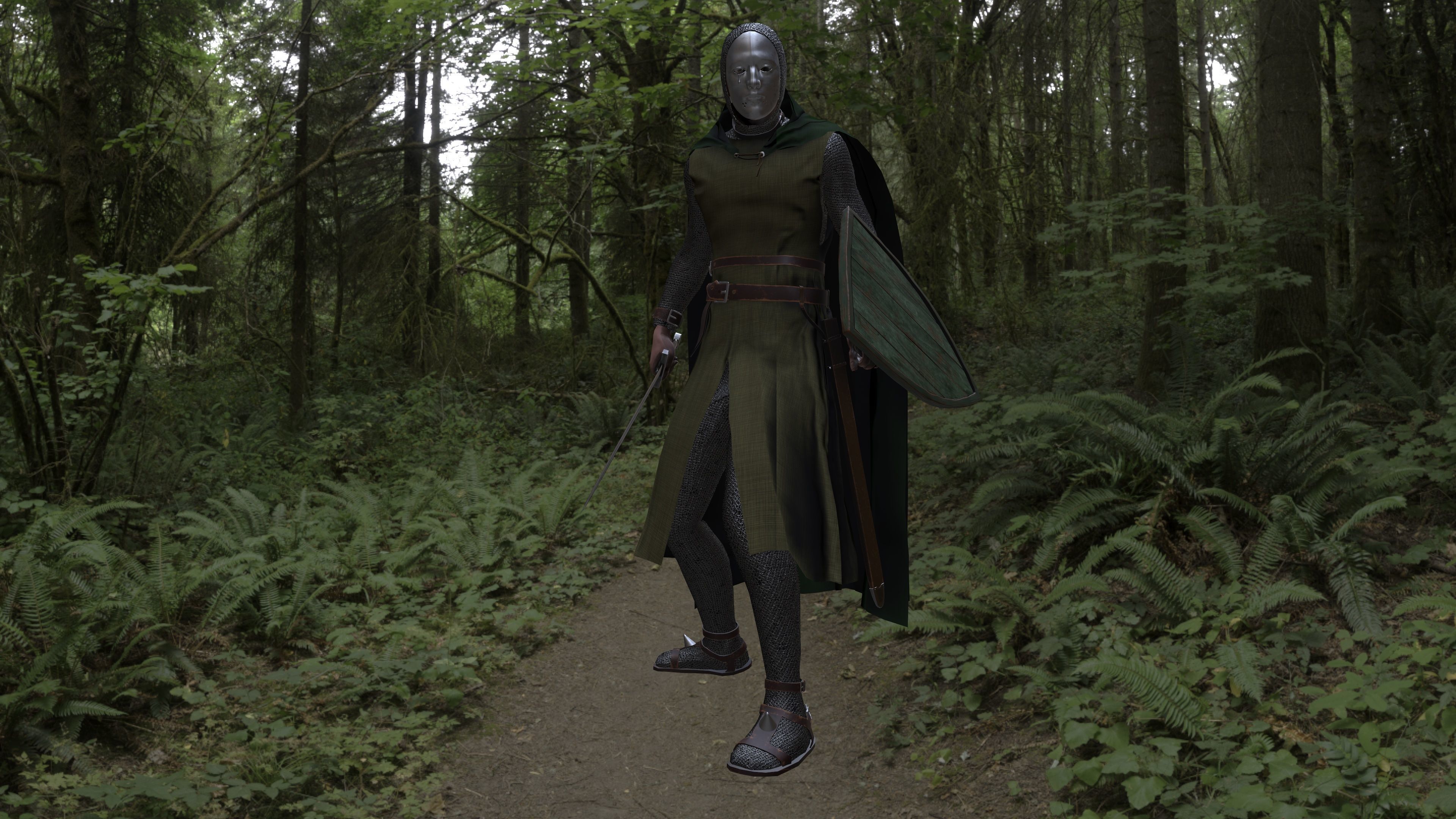 Masked Knight Low-poly 3D model_3