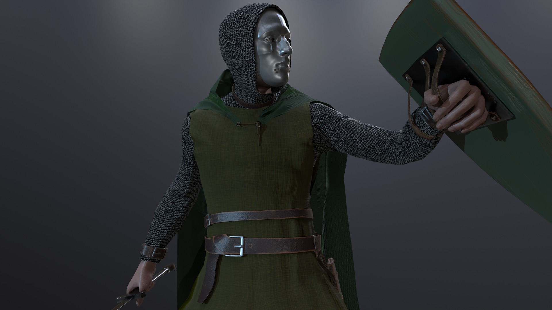 Masked Knight Low-poly 3D model_7