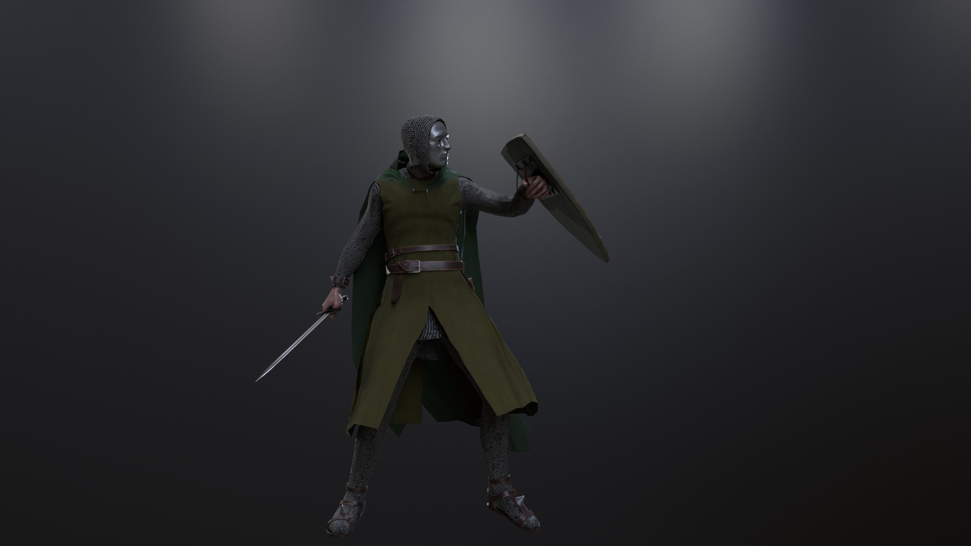 Masked Knight Low-poly 3D model_8